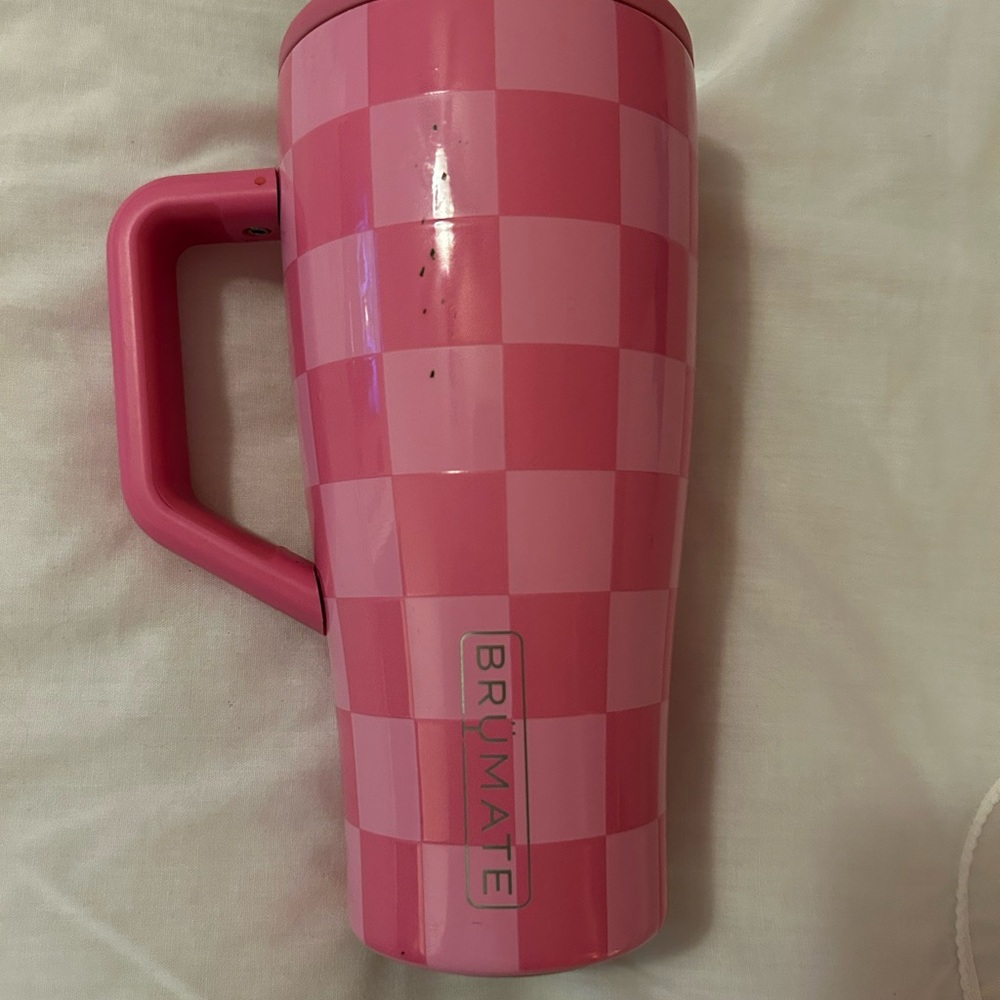 Brumate Krista Horton Pink Checkerboard Travel Mug